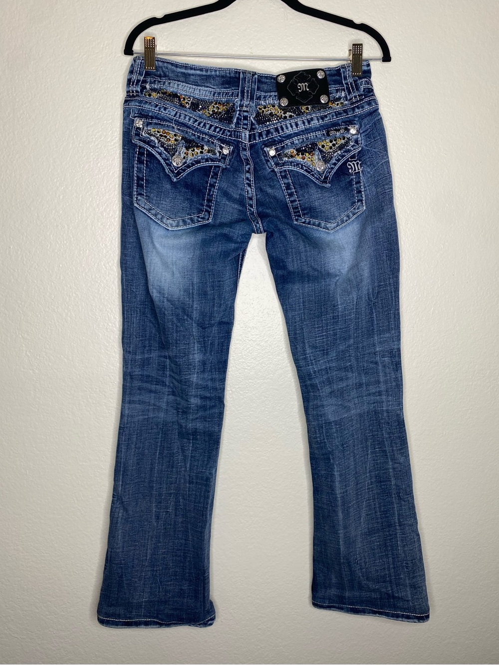 Miss Me Blue Embellished Back Pocket Flare Jeans